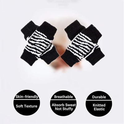 ROZKITCH 4PCS Dog Elbow Protector, Cheetah Leg Warmer Elbow Wrap, Leg Sleeve to Stop Licking, Pet Elastic Knitted Breathable Protective Socks for Chihuahua, Yorkshire Terrier Black M
