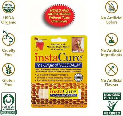 Original Nose Balm. Fast Relief for Cracked Dry & Sore Noses with Raw Manuka Honey Vitamin E Shea Butter Aloe Vera Oil. Heals Dog’s Dry Cracked Nose (3 Pack)