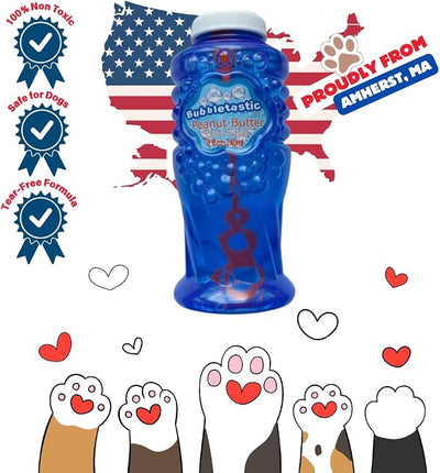 Bubbletastic Peanut Butter Scented Dog Bubbles 8 Ounce Bottle, Non Toxic, Tear Free