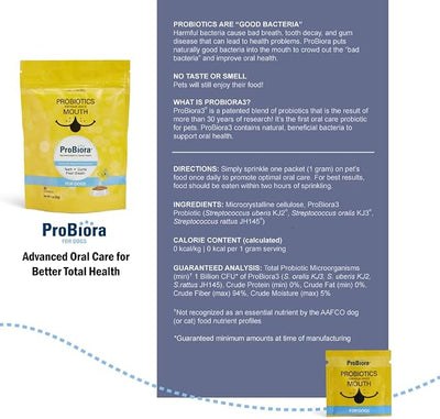 Probiora for Dogs | Dog Probiotic Supplement for Oral Care | Pet Probiotics to Reduce Bad Breath | Dog Nutritional Supplement for Dental Health | 30 Servings (Pouch)