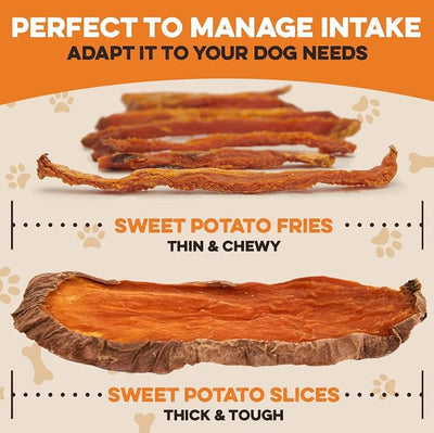 BRUTUS & BARNABY Sweet Potato Dog Treats- No Additive Dehydrated Sweet Potato Fries, Grain Free, Gluten Free and No Preservatives Added (2lb)