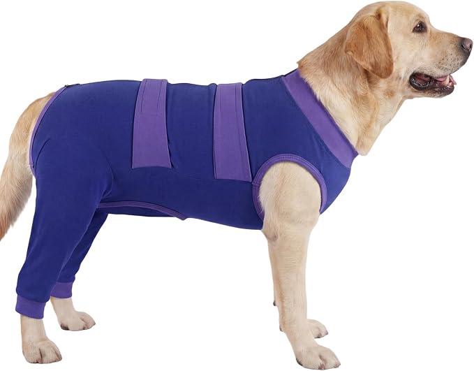 Lelepet Dog Surgery Recovery Suit for Rear Legs, Soft Dog Pants to Prevent Licking, Adjustable Long Sleeve Pet Onesie Pajamas for Dogs, Cone Alternative Leg Sleeve Bodysuit for Dogs After Spay/Neuter
