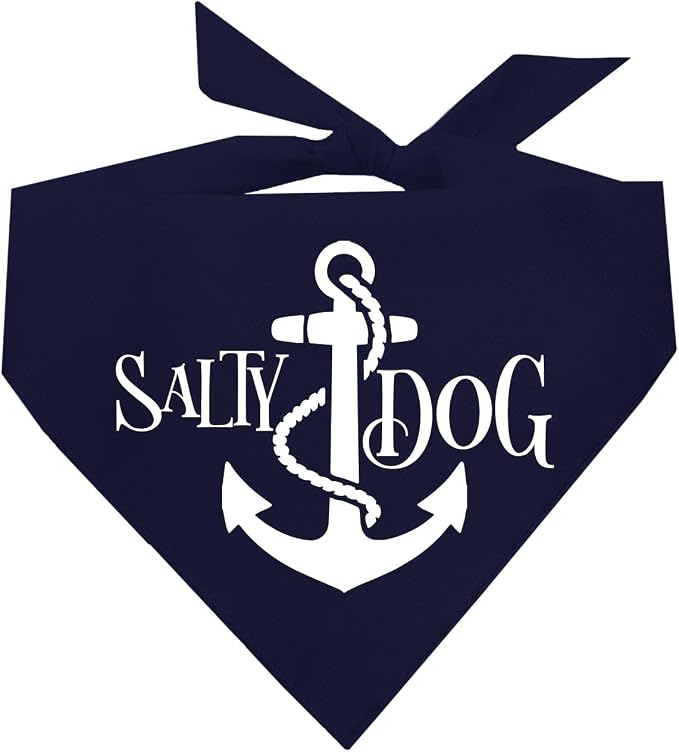 Salty Dog Dog Bandana 100% Cotton Adjustable Triangle Summer Vacation Beach Pool | Navy, One Size (100)
