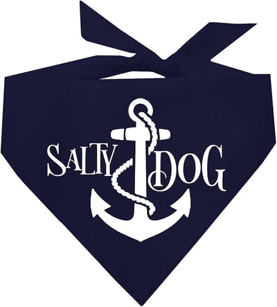 Salty Dog Dog Bandana 100% Cotton Adjustable Triangle Summer Vacation Beach Pool | Navy, One Size (100)