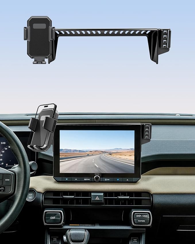 PZK Dual Car Phone Mount for Toyota RAV4 2026 Accessories 10.5-Inch Screen | Auto Lock Clamping Phone Holder 360° Rotation for All 4.0-7.0'' Smartphone Hands Free Not Affect Vent (Not Fit 12.9-inch)