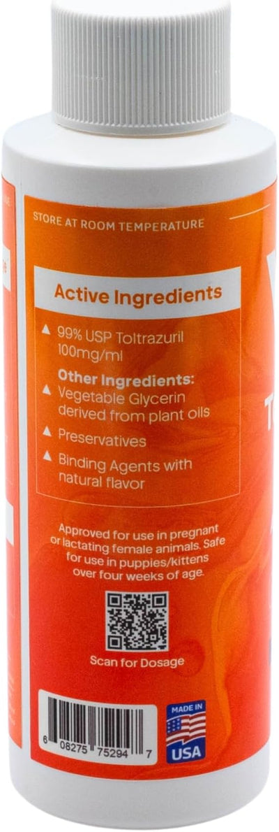 Toltrazuril 10.0% for Horses, Dogs, Cats, 120mL/4 Ounce, for Non-Food Chain Animals, Peanut Butter