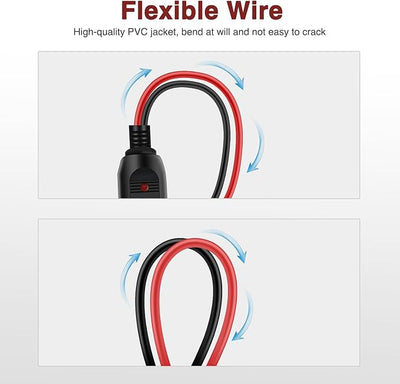 Nilight 10028W 2 Pack Cigarette Lighter Male Plug with Leads 10Amp Fuse with LED Light Car Replacement Cigar Male Socket Plug Extension Cable