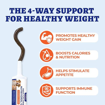 Wellix Weight Gain for Pets with Taurine for Dogs, High-Calorie Nutritional Supplement - Immune Support, Natural Dog Appetite Stimulant & High Calorie Booster for Puppies, Senior Dog & Cat, 4oz