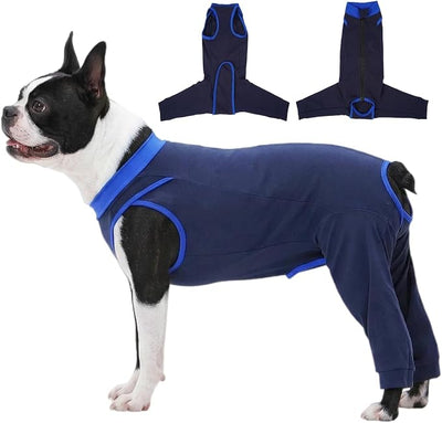 Cuttable Potty-Friendly Dog Surgery Recovery Suit with Rear Leg Sleeve to Stop Licking, Male Dog Neuter Recovery Suit, Female Dog Recovery Suit After Spaying, Dog Post Surgery Suit Female Spay, Navy M