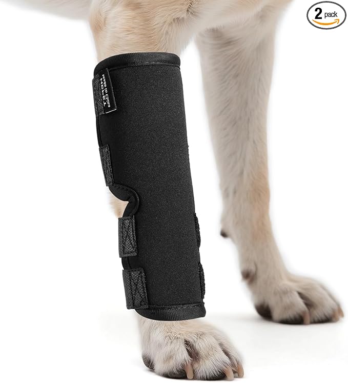 Petanims 2 Packs Dog Front Leg Brace for Remission Hyperextension - Wrist Support for Sprain, Arthritis & Injury Recovery - Adjustable Non-Slip Dog Leg Wrap, Fits Left or Right, Small