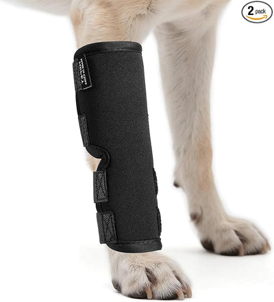 Petanims 2 Packs Dog Front Leg Brace for Remission Hyperextension - Wrist Support for Sprain, Arthritis & Injury Recovery - Adjustable Non-Slip Dog Leg Wrap, Fits Left or Right, Large