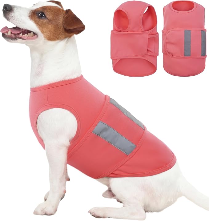 Dog Anxiety Calming Vest, Gentle Compression Anxiety Suit for Dogs, Breathable Dog Calming Wrap for Separation Anxiety, Thunder, Fireworks, Vet Visits, Pink XS