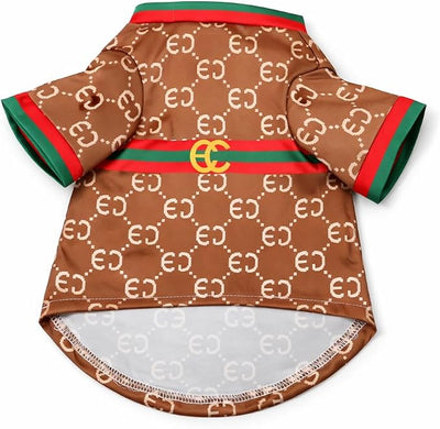 Luxury Designer Dog T Shirt – Trendy Puppy Clothes for Small Dogs, Fashion Pet Tee for French Bulldogs & Chihuahuas, Everything Chic Dog Apparel (GucchewiTee, Small)