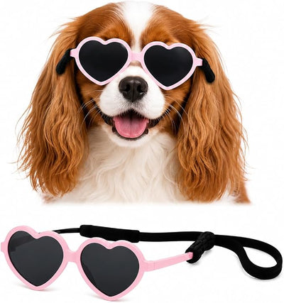 G016-1 Dog Pet Heart Costume Sunglasses for Small to Medium Breed (M, 12-25 lbs, Pink, JN)