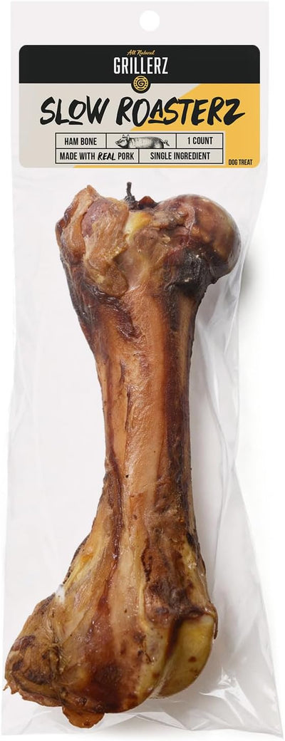 Scott Pet Grillerz Ham Bone, 1 Count, Pork Bones for Dogs, Rawhide Free, Dog Chew for Healthy Teeth & Gums, High Protein, Easy to Digest, Long Lasting, Natural Treats for All Breeds
