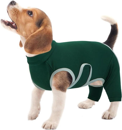 Kuoser Dog Surgery Recovery Suit, Professional Dog Surgical Suit for Back Legs, Soft Dogs Recovery Sleeve to Prevent Licking Biting Wounds, Dogs Onesie After Surgery Elbow Protector, Green XS