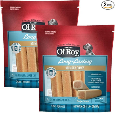 Ol' Roy Munchy Bone Peanut Butter flavor 20 oz 2 pack