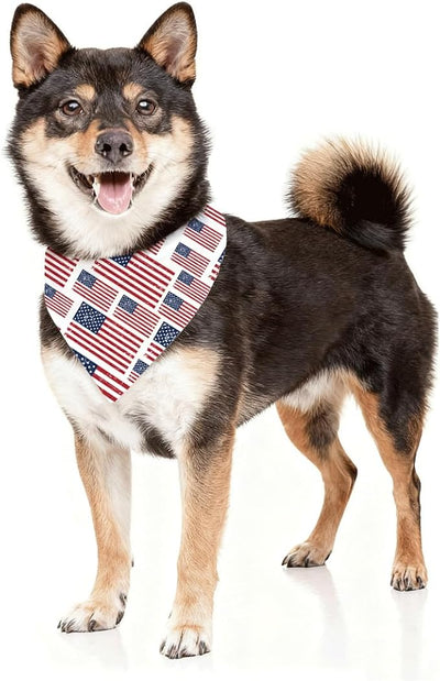 4th of July Dog Bandana, Patriotic American Flag Pet Triangle Scarf for Independence Day Parade BBQ Party Outfit, Distressed Flag Neckerchief for Small Medium Dogs, Puppy Gift