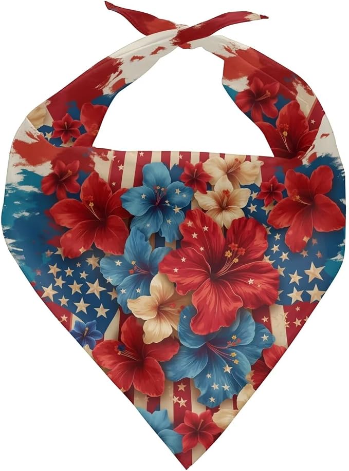 KEIAHUAN 250th Anniversary Dog Bandana Patriotic USA Flag Triangle Scarfs 4th of July Cat Bandanas Adjustable Soft Puppy Bibs Hankerchief Medium