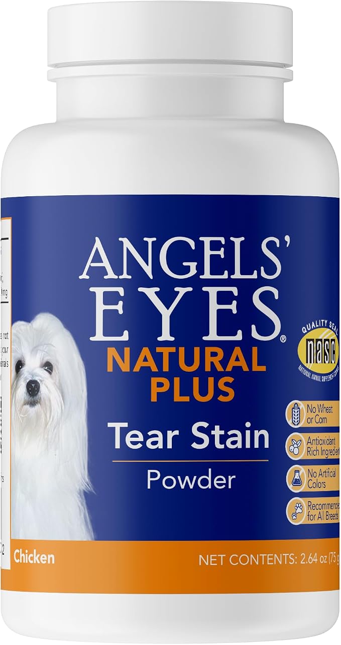 Angels' Eyes Natural Plus Tear Stain Prevention Powder for Dogs & Cats | Chicken Flavor | 75g | Daily Eye Health Support for All Breeds | No Wheat, Corn or Antibiotics | Eyebright & Olive Leaf