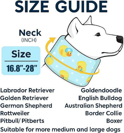 LovinPet Dog Recovery Collar, Adjustable Soft Cone for Medium & Large Dogs, Post-Surgery Comfort & Lick Prevention, Ducks with Hats Print,Blue