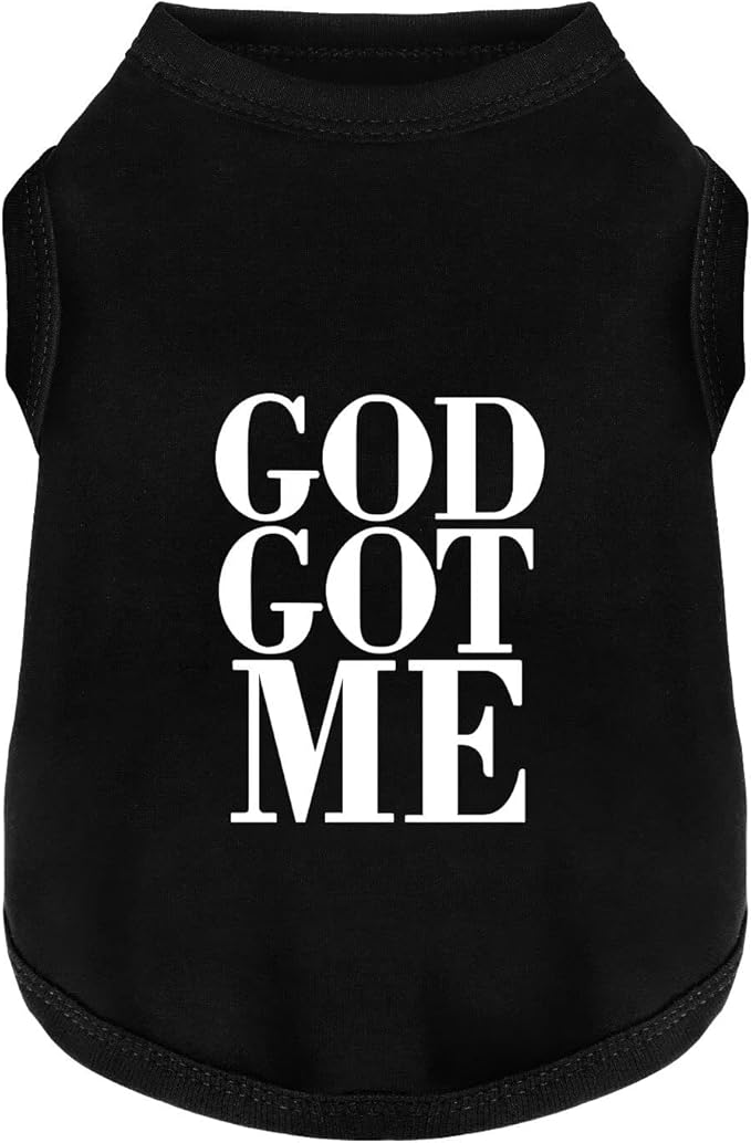 Discover Cozy Cotton Canine Wear: Breathable Soft, and Lightweight Dog Shirt Vest with Eye-Catching Graphics(GOD GOT ME), Keeping Your Furry Friend Warm and Comfy! Black 3XL
