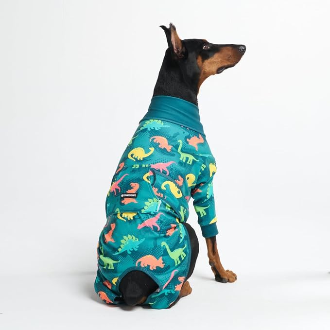 Spark Paws Dog Surgery Recovery Suit – Dog Recovery Suit After Surgery, Anti-Lick Dog Onesie, Abdominal Wound Protector, Soft Cone Alternative for Spay Neuter Male Female Pet Recovery - Dinosaurs, 3XL