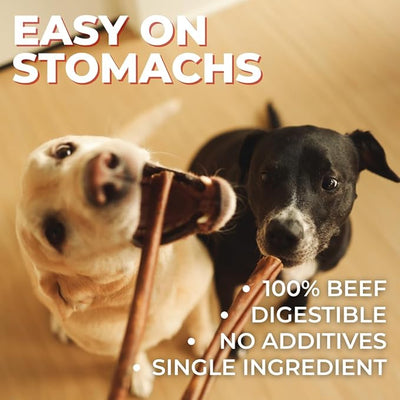 Bully Bunches Premium (6" Collagen - 10 Pack) Beef Chews for Dogs – All-Natural, Long-Lasting Dental Treats, Protein-Rich, Grain-Free, Healthy Digestive Support for Dogs