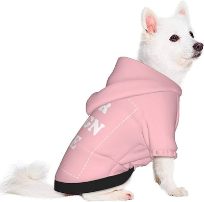 Personalized Dog Hoodie, Custom Dog Costumes for Small Dogs, Holiday Happy Dog Clothes Football Pet Shirt Sweater with Name Number for Girl/Boy Cats/Kitten, Pink, M