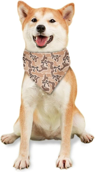 KEIAHUAN Camo Bow Dog Bandana Reversible Bib Handkerchief Soft Adjustable Square Kerchief for Small Large Dogs Puppy Costume Accessories