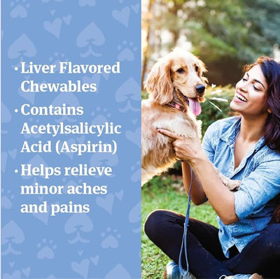 PetArmor Aspirin for Small Dogs, Fast Acting Anti-Inflammatory and Pain Relief For Dogs, Vet-Quality Joint Support and Pain Meds for Dogs, 75 Liver Flavored Tablets
