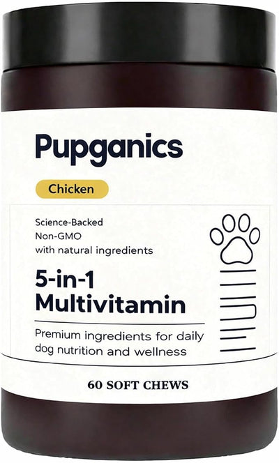 Multivitamin Soft Chews for Dog, with Probiotics, Glucosamine, CoQ10, Vitamins A, D3 & E, Chicken Flavor, 60 Count