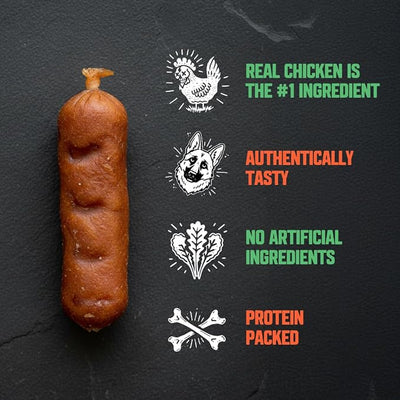 Slammin Sausage Soft Dog Treats, Chewy High Protein Healthy Snack for Puppy and Adult Dogs, Made with Real Chicken, Grain Free, Natural Ingredients, 14 oz