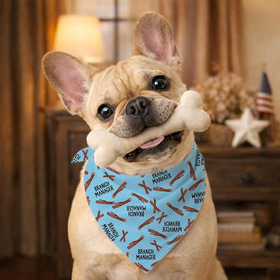Funny Dog Bandana, Tree Stick Print Pet Scarf, Branch Manager Text Trendy Humor Dog Accessories for Small Medium Dogs, Funny Gift for Pet Owners