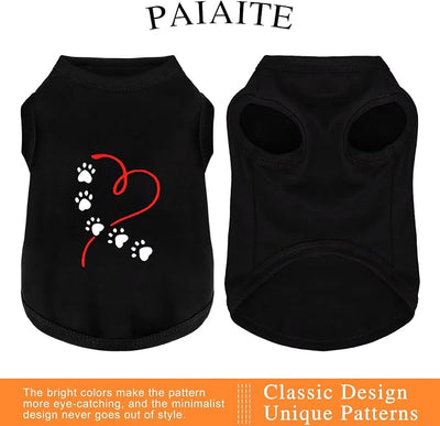 Discover Cozy Cotton Canine Wear: Soft, Lightweight, and Breathable Dog Shirt Vest with Eye-Catching Graphics (Heart and Paw, Keeping Your Furry Friend Warm！Black 4XL