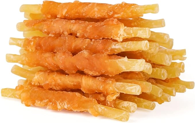 MON2SUN Dog Treats, 4.5-4.7 Inch Chicken Wrapped Codfish Sticks, Soft Chewy Training Treats for Small Dogs, Low-Fat Rawhide-Free Chews, 8.82 oz (25 Count)