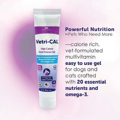 High Calorie Nutritional Gel for Dogs & Cats – Appetite Booster with Omega 3-6-9, Vitamins A-D-E-B – Recovery & Energy Support – Tasty Malt Flavor – 5 oz Tube (3-Pack)