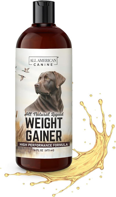All American Canine Dog Weight Gainer Liquid – High Calorie Dog Food Supplement for Rapid Weight Gain, Mass, and Recovery – Appetite Stimulant (16 oz)