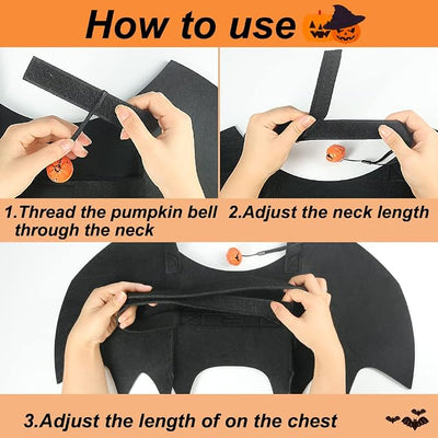 Vivifying Bat Wings for Dog, Adjustable Halloween Pet Bat Costume with Bell for Medium Large Dogs Party Decoration and Cosplay (Large, Black)