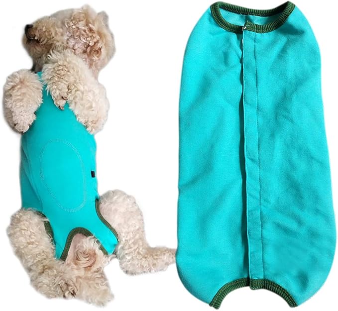 Dog’s Recovery Suit Post Surgery Shirt for Puppy, Wound Protective Clothes for Little Animals(Blue-l)