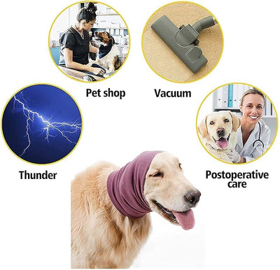 Quiet Ears Covers for Dogs 3pcs,Dog Snoods Ear Covers for Noise,Grooming and Force Drying Miracle Tool for Anxiety Relief & Calming Dogs(Grey+Pink+Purple) (Medium)