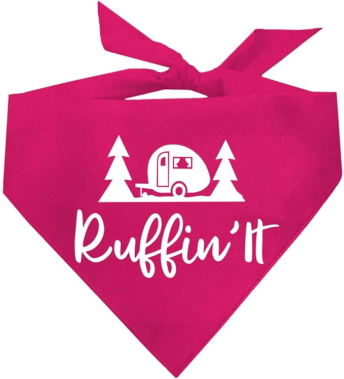 Ruffin' It Camping Dog Bandana (Hot Pink, OS 309)