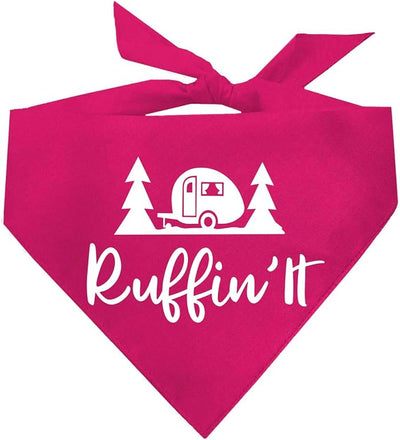 Ruffin' It Camping Dog Bandana (Hot Pink, OS 309)
