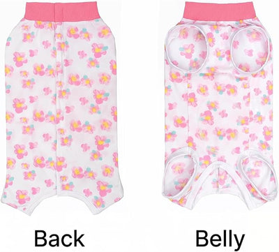 2 Packs Pet Dog Recovery Onesie Suit for Dogs Cats After Surgery,Dog Abdominal Wounds Bandages Cone E-Collar Alternative. (White Flower, L)