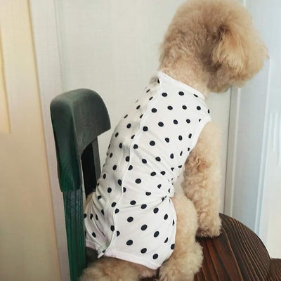 Dog’s Recovery Suit Post Surgery Shirt for Puppy, Wound Protective Clothes for Little Animals(White spot-XXS)