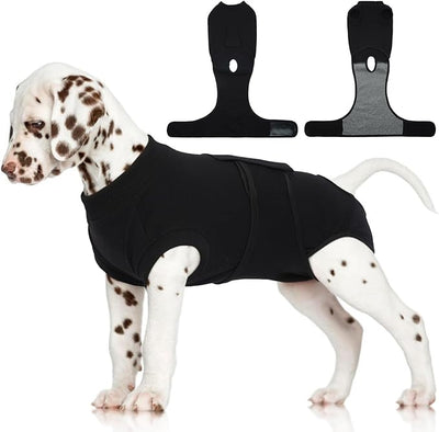 FUAMEY Dog Recovery Suit Male,Dogs Surgery Neuter Suits Puppy Spay Shirts for Female Protect Dog's Skin Anti Licking Abdominal Wounds Doggie Onesie Pet Bodysuit Alternative to Cone Black S