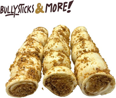 BULLYSTICKS & MORE 10-12" Beef Cheek Rolls for Dogs (Bully Bites Dusted - 3 Count) - Beef Cheek Bones for Dogs - Dog Parents Choice - Premium No Hide Rolls