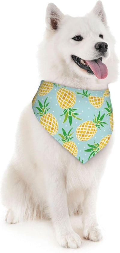 Summer Pineapple Blue Tropical Gold Dog Bandana Scarf Triangle Bibs Pet Accessories Cat Kerchief