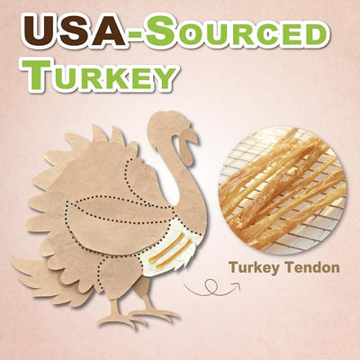 A Freschi srl Turkey Tendons for Dogs, USA-Sourced, Healthy Dog Treats, Rawhide-Free Puppy Chews, Long Lasting, All Natural, Hypoallergenic Dog Treats, Flaked, 3.5 oz Pack