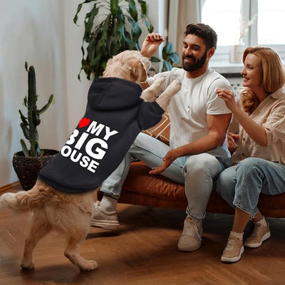 Dog Sweater Dog Hoodie Cold Weather Coat Hooded Sweatshirt for Puppies,Cats, Small Medium Large Dogs (Black(House), Small)